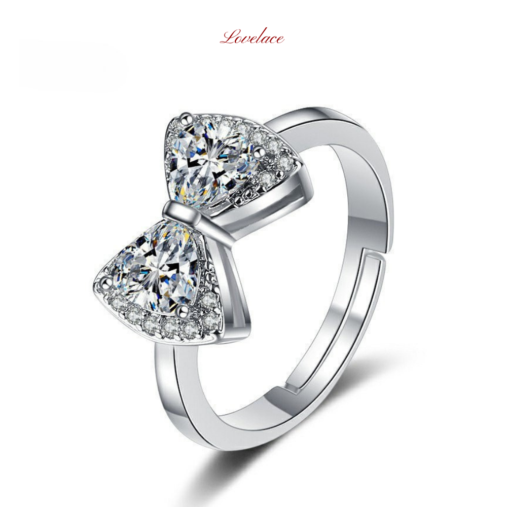 Bow Accent Cluster Stone Ring