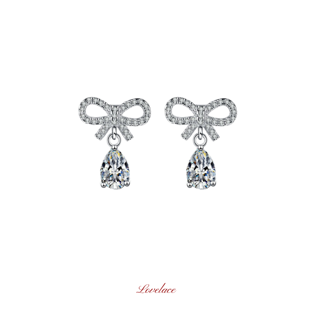Bow Drop Diamond Earrings