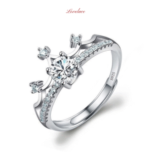 Crown Accent Princess Cut Ring