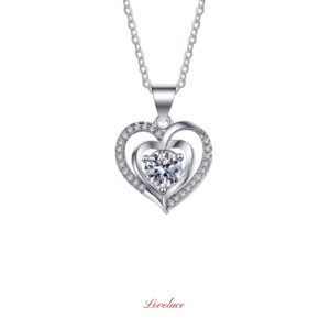 Double Heart Halo Necklace