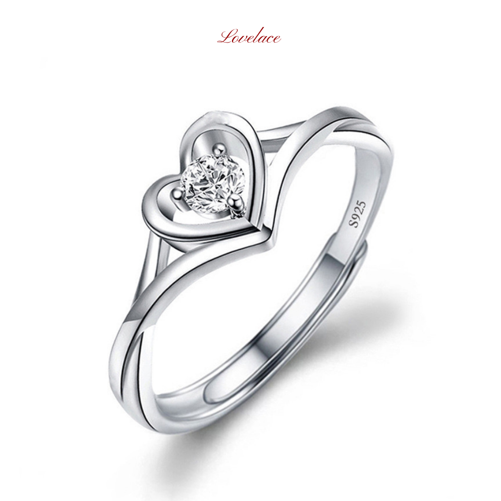 Heart Accent Romantic Style Ring