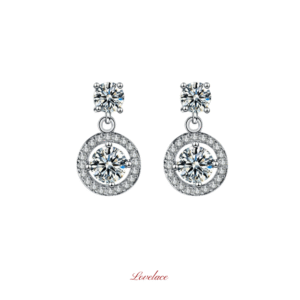 Round Drop Halo Earrings