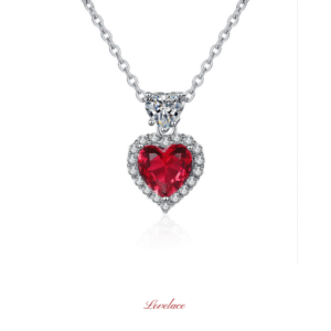 Ruby Heart Halo Necklace
