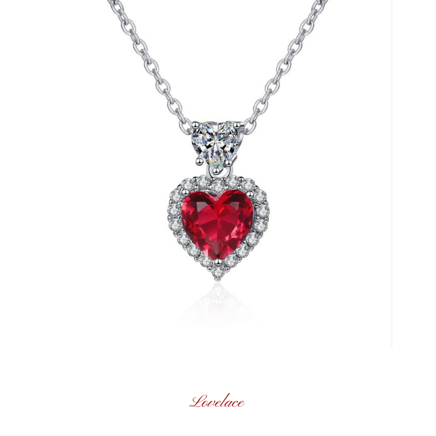 Ruby Heart Halo Necklace