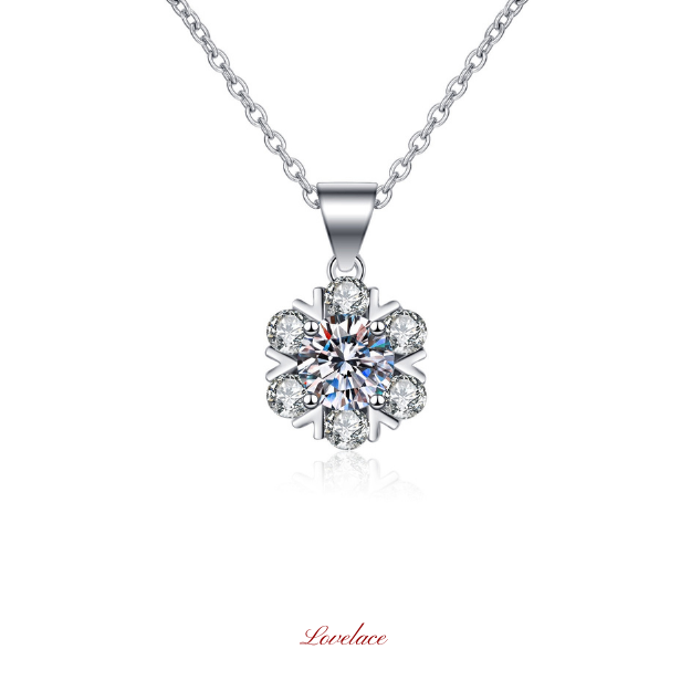 Snowflake Halo Diamond Necklace
